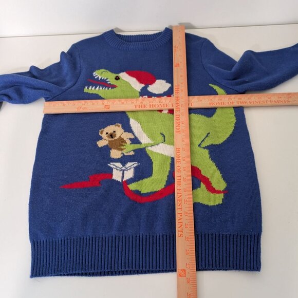 Tipsy Elves T Rex Teddy Bear Christmas Sweater Mens Size Medium Blue Dinosaur - Picture 5 of 7